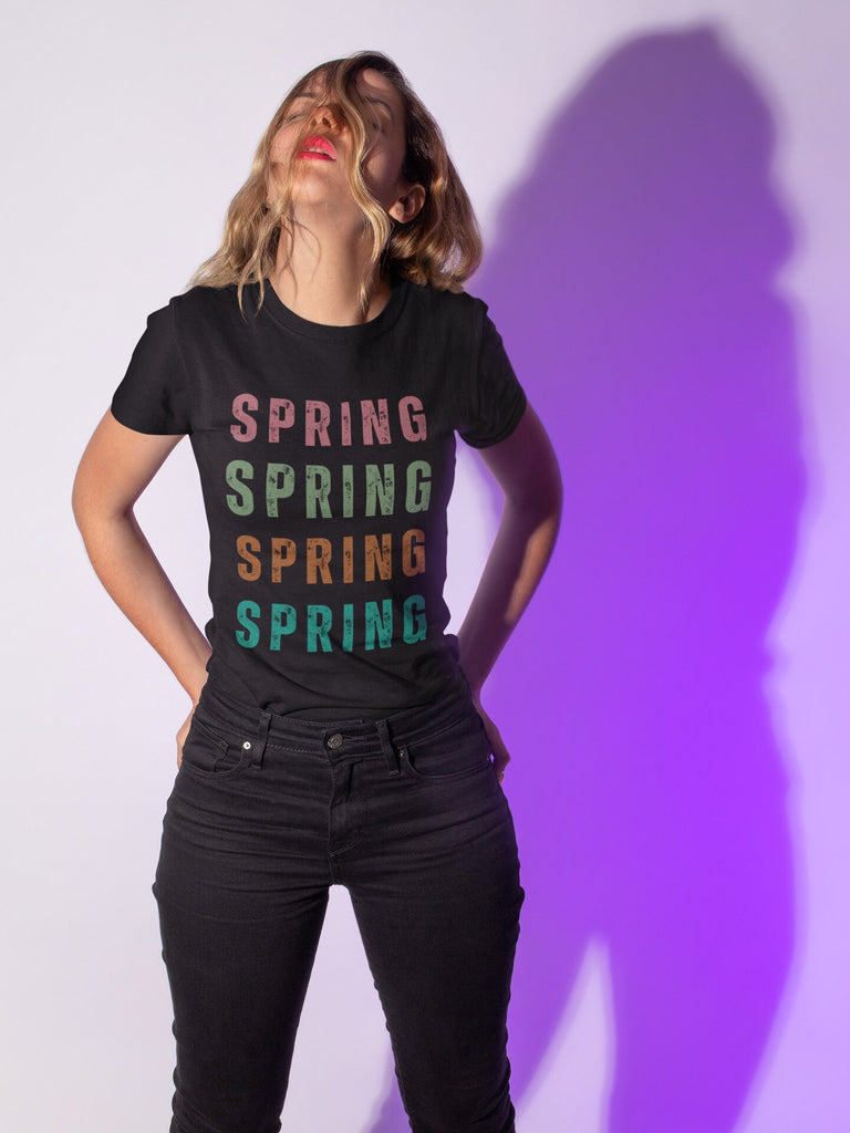 Hello Spring BLACK Shirt Garden Flowers Bees Blue Skies Rainbows Picnics Spring Flower Shirt Spring Is Here Spring Shirt For Daughter Shirt