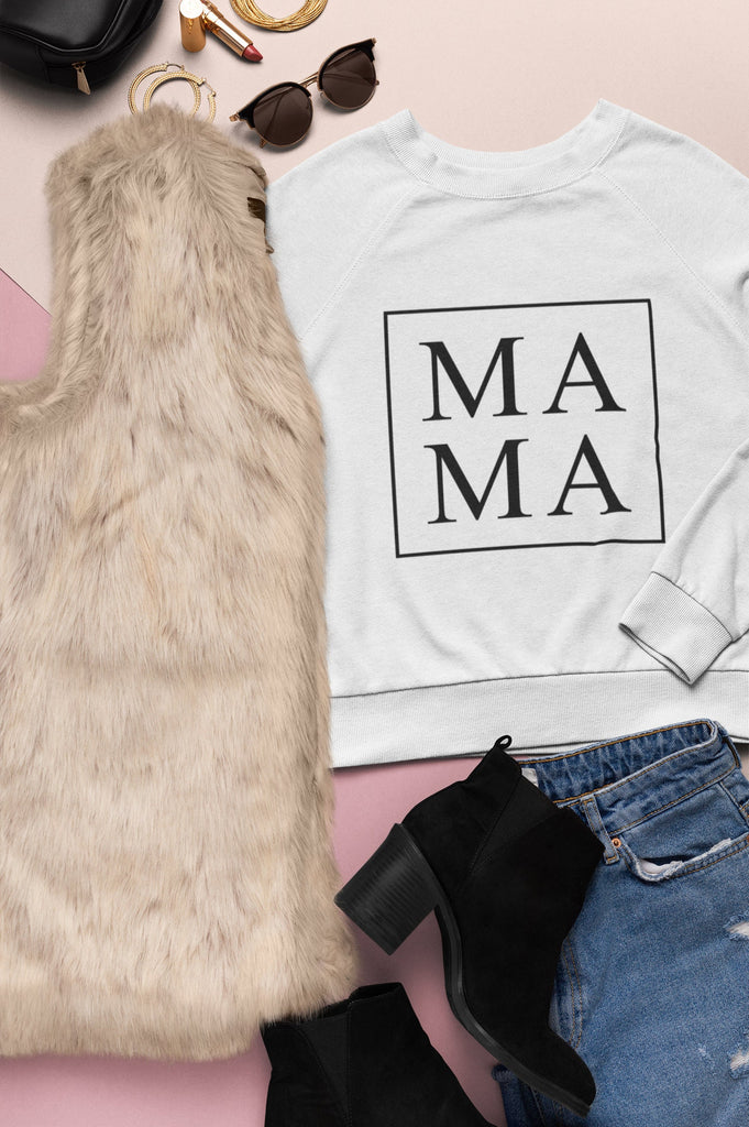 Mama WHITE Sweatshirt Mom Sweater Mommy Top Mama Hoodie Cute Mom Sweater Mothers Day Gift Mom Life Sweatshirt Girl Mama Sweater T Shirt