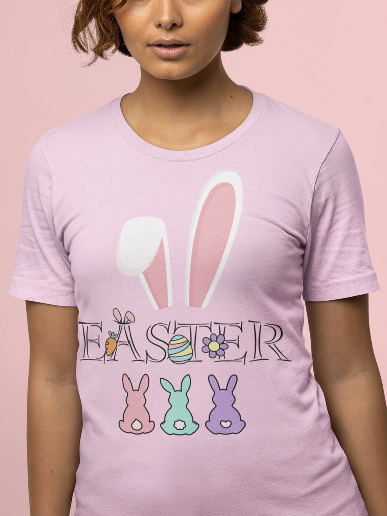 Womens Easter LIGHT PINK Tee Fun Easter T shirt Wife Shirt Girlfriend Tee Mom Gift Shirt For Easter Holiday Spring T Shirt Gift Bunny Tee