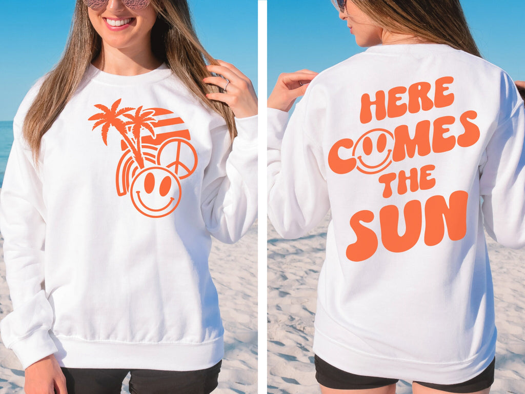 Here Comes The Sun Summer Time Sweatshirt Beach Sweatshirt Stay Salty Distressed Sweatshirt Womens Sweatshirt Crew Neck Sweatshirt