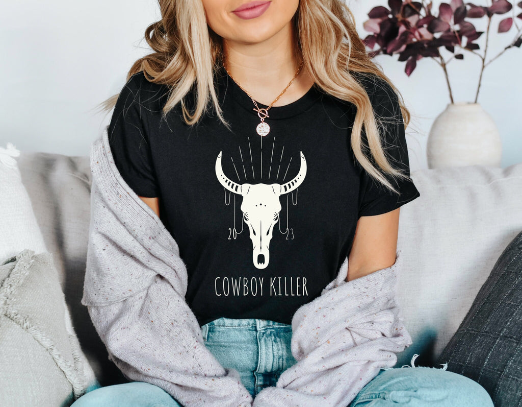 Cowboy Killer Take Me Away Boho Cow Skull Shirt Howdy Shirt Wild West Shirt Western Graphic Tee Cowgirl Shirt Bull Skull Shirt Southwest Tee