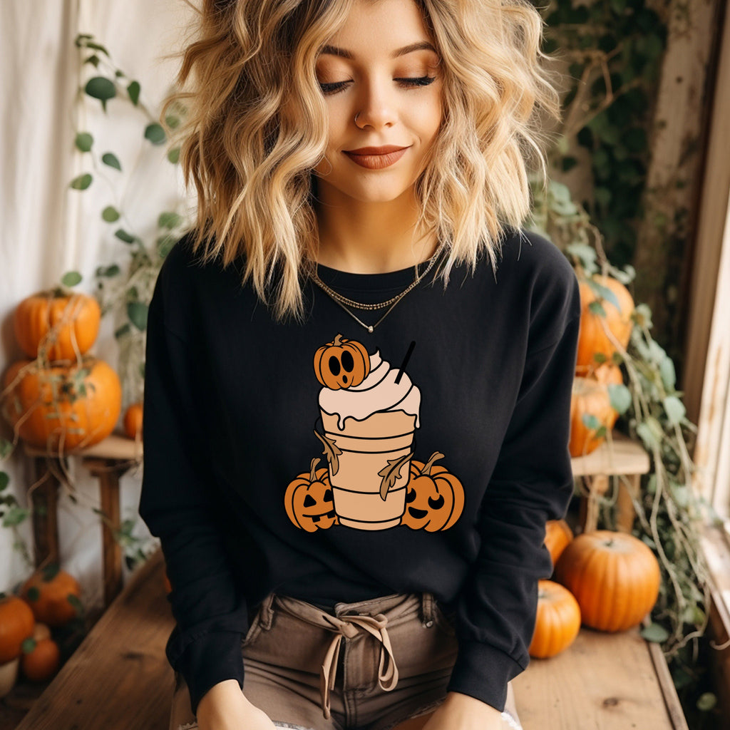 Pumpkin Coffee Sweatshirt Horror Movie Shirt Halloween Sweatshirt Spooky Season Thanksgiving Shirt Halloween Graphic Tee Fall Pumpkin Shirt