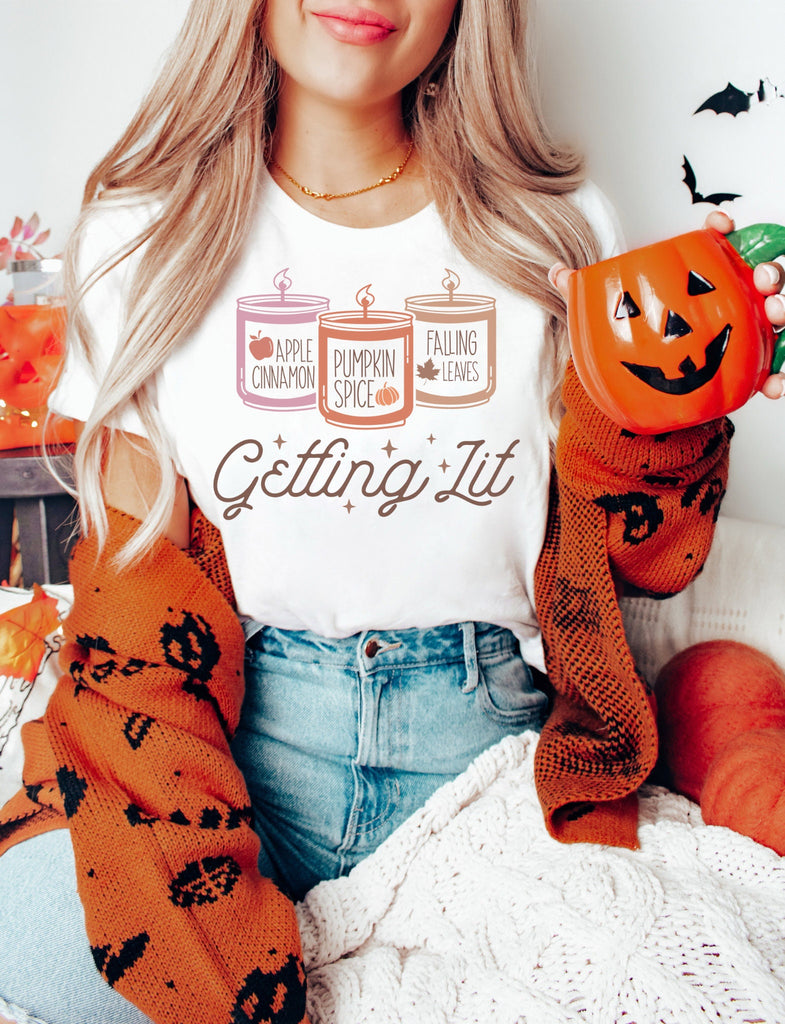 Getting LIT Fall Shirt Halloween Shirt Pumpkin Halloween Sweatshirt Pumpkin Shirt Fall Sweatshirt Spooky Season TShirt Fall Shirts For Women