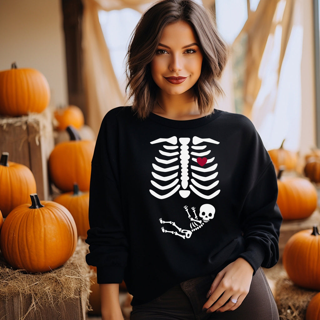 Skeleton Heart Sweatshirt Horror Movie Shirt Halloween Sweatshirt Spooky Season Thanksgiving Shirt Halloween Graphic Tee Fall Pumpkin Tee