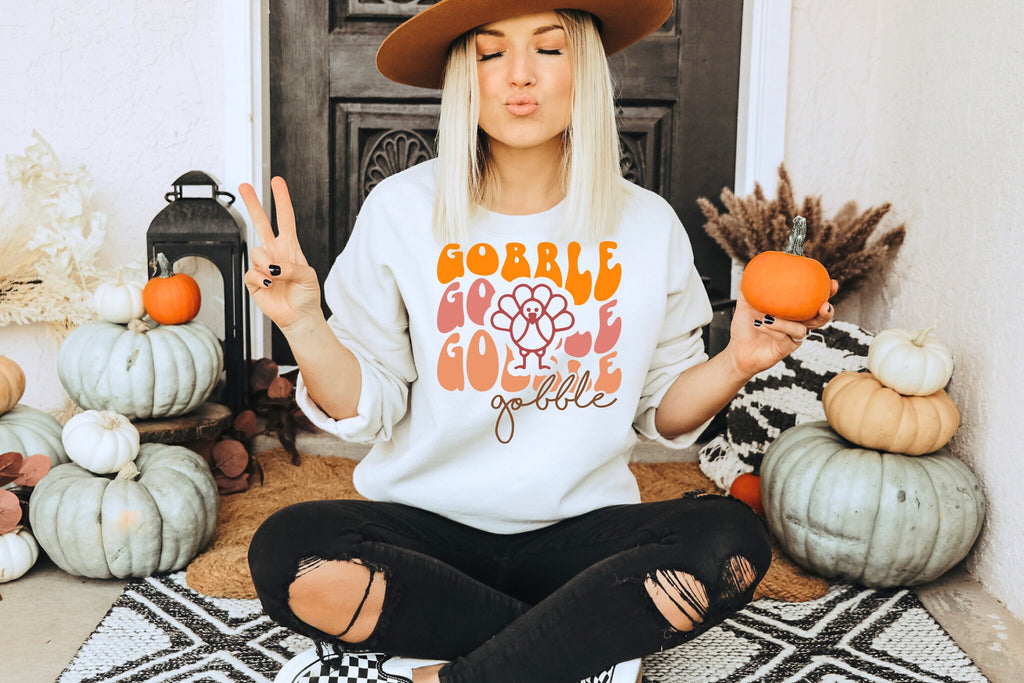 Gobble Fall Pumpkin Sweatshirt Horror Movie Shirt Halloween Sweatshirt Spooky Season Thanksgiving Shirt Halloween Graphic Tee Fall Pumpkin